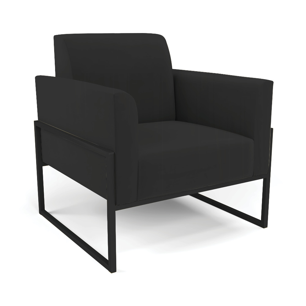 Poltrona Base Industrial Alta Preto Marisa Veludo Preto D03 - D'Rossi