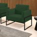 Poltrona Base Industrial Alta Preto Marisa Veludo Verde D03 - D'Rossi