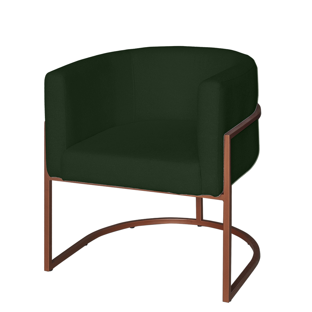 Poltrona Base Industrial Bronze Sala de Estar Lety Veludo Verde S05 - D'Rossi