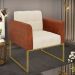 Poltrona Base Industrial Dourado Elisa Nozes/Linho Bege A19 D03 - D'Rossi