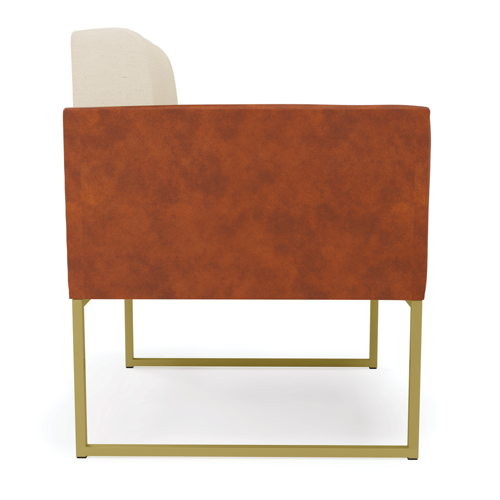 Poltrona Base Industrial Dourado Elisa Nozes/Linho Bege A19 D03 - D'Rossi