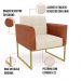 Poltrona Base Industrial Dourado Elisa Nozes/Linho Bege A19 D03 - D'Rossi