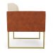 Poltrona Base Industrial Dourado Kit 2 Elisa Nozes/Linho Bege A19 D03 - D'Rossi