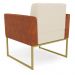 Poltrona Base Industrial Dourado Kit 2 Elisa Nozes/Linho Bege A19 D03 - D'Rossi