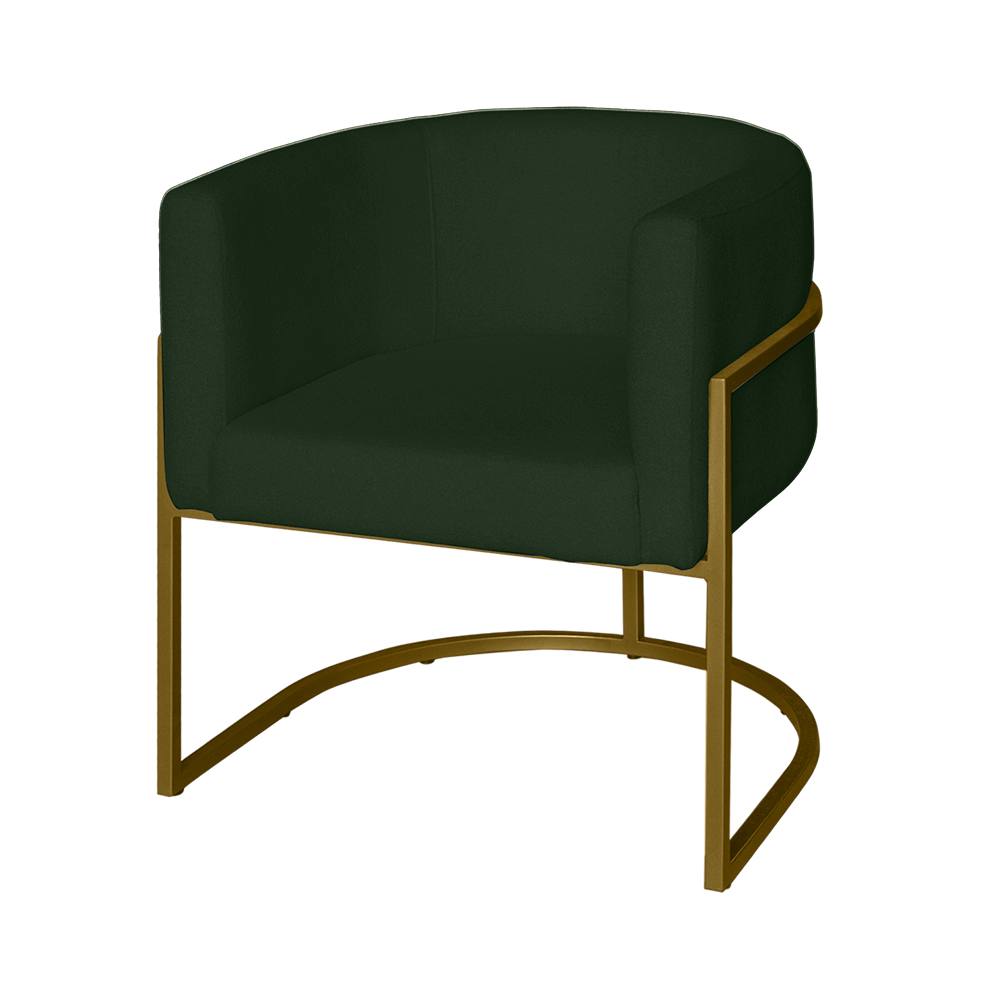 Poltrona Base Industrial Dourado Kit 2 Lety Veludo Verde S05 - D'Rossi