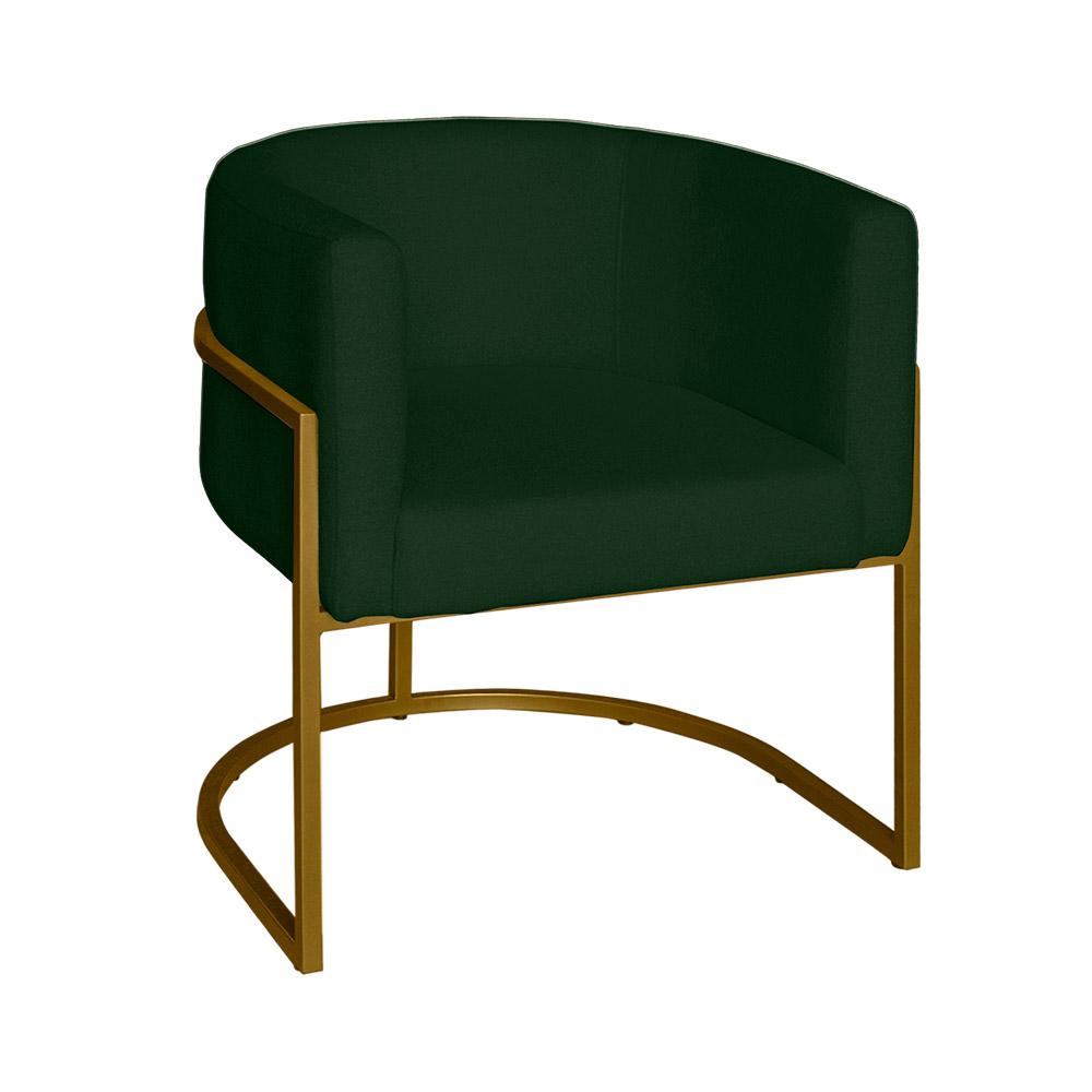Poltrona Base Industrial Dourado Kit 2 Lety Veludo Verde S05 - D'Rossi