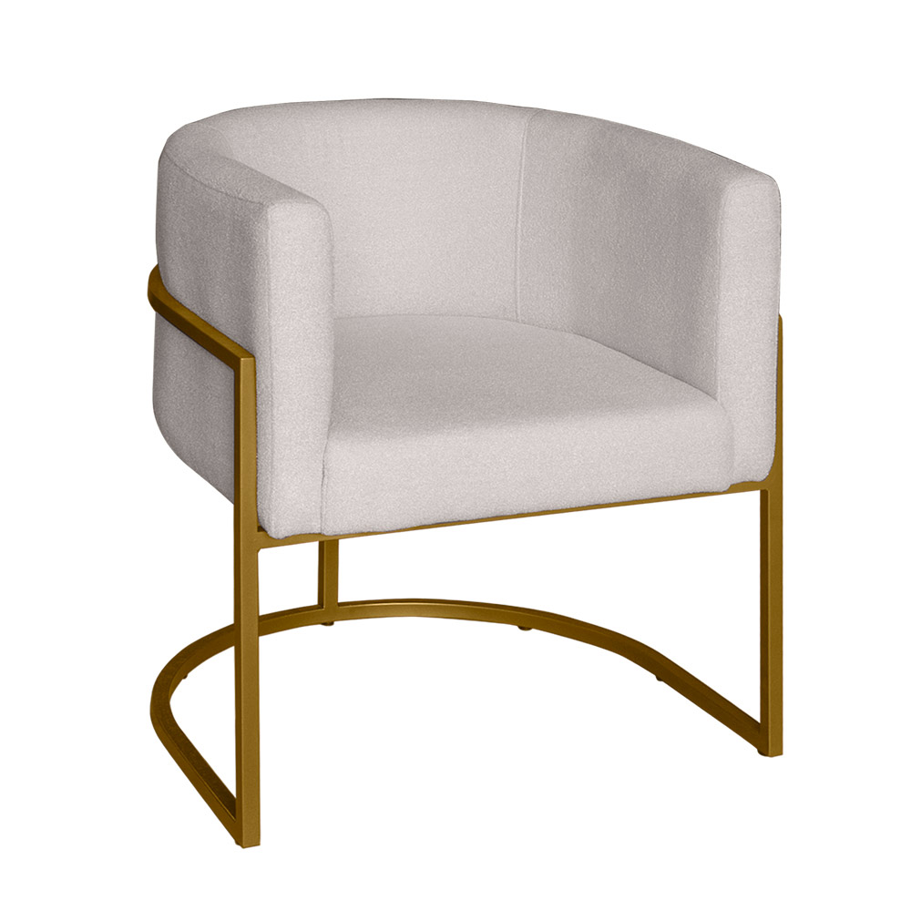 Poltrona Base Industrial Dourado para Sala Lety Blouclê Off White