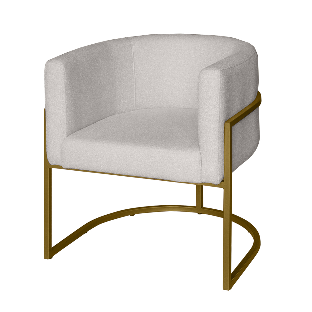 Poltrona Base Industrial Dourado para Sala Lety Blouclê Off White