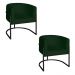 Poltrona Base Industrial Preto Kit 2 Lety Veludo Verde S05 - D'Rossi