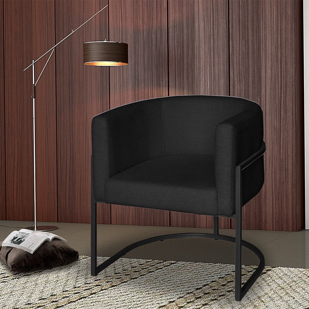 Poltrona Base Industrial Preto Sala de Estar Lety Veludo Preto S05 - D'Rossi