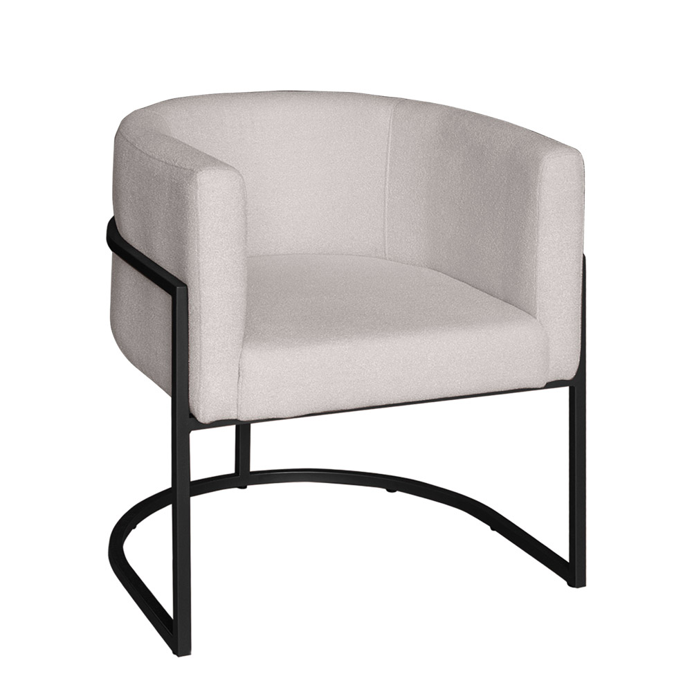 Poltrona Base Industrial Preto para Sala Lety Blouclê Off White