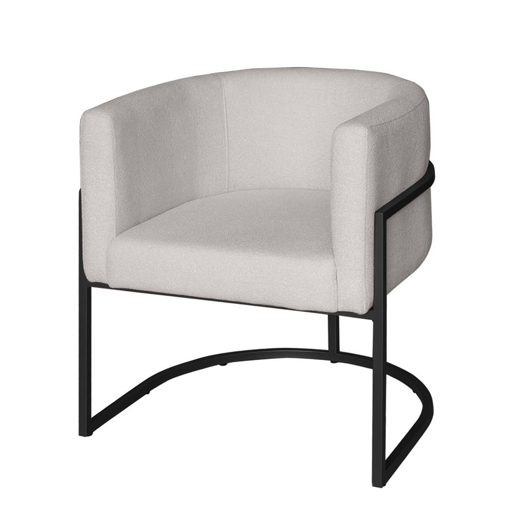 Poltrona Base Industrial Preto para Sala Lety Blouclê Off White