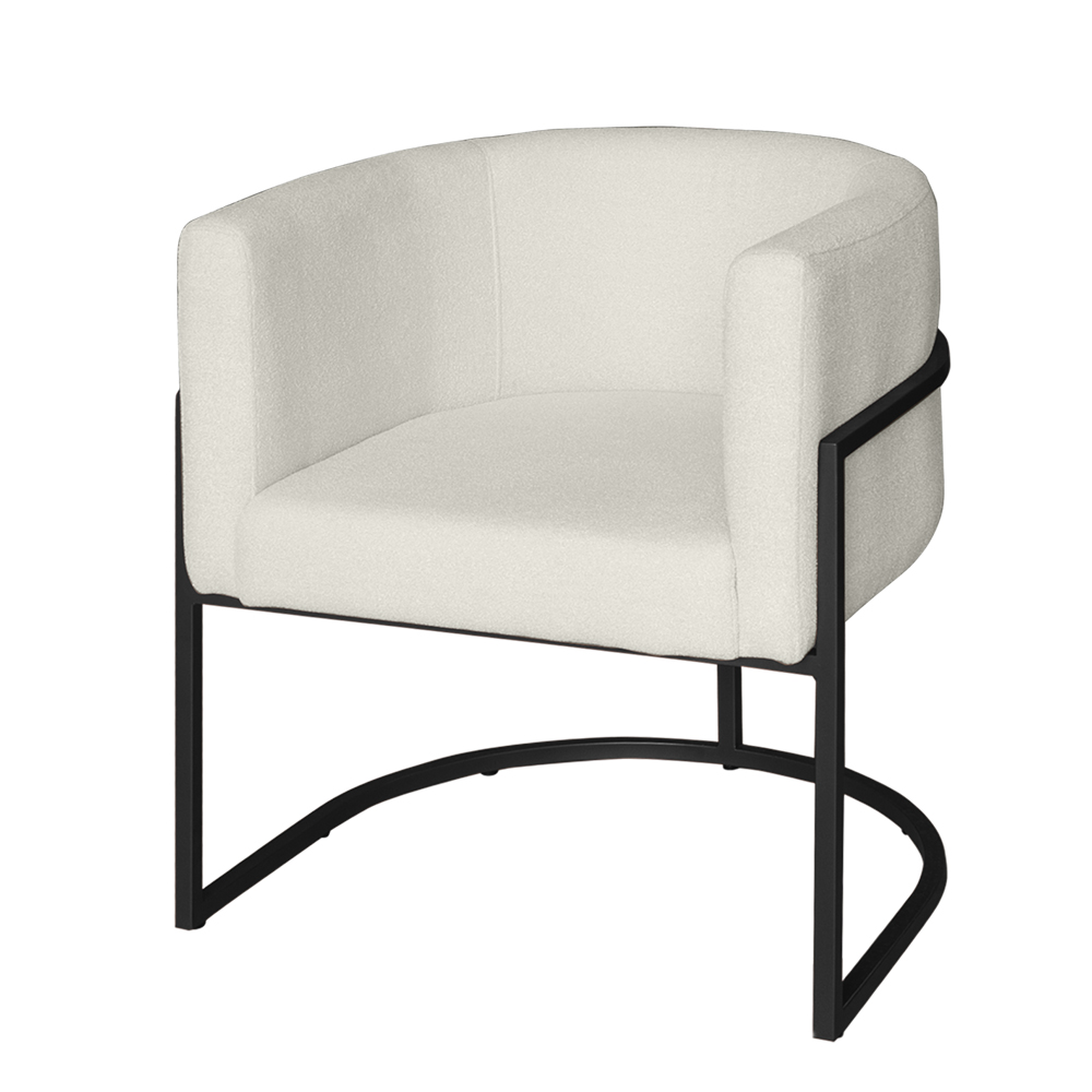 Poltrona Base Industrial Preto para Sala Lety Bouclê Bege