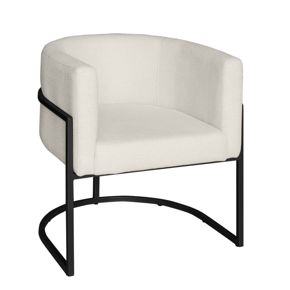 Poltrona Base Industrial Preto para Sala Lety Bouclê Bege