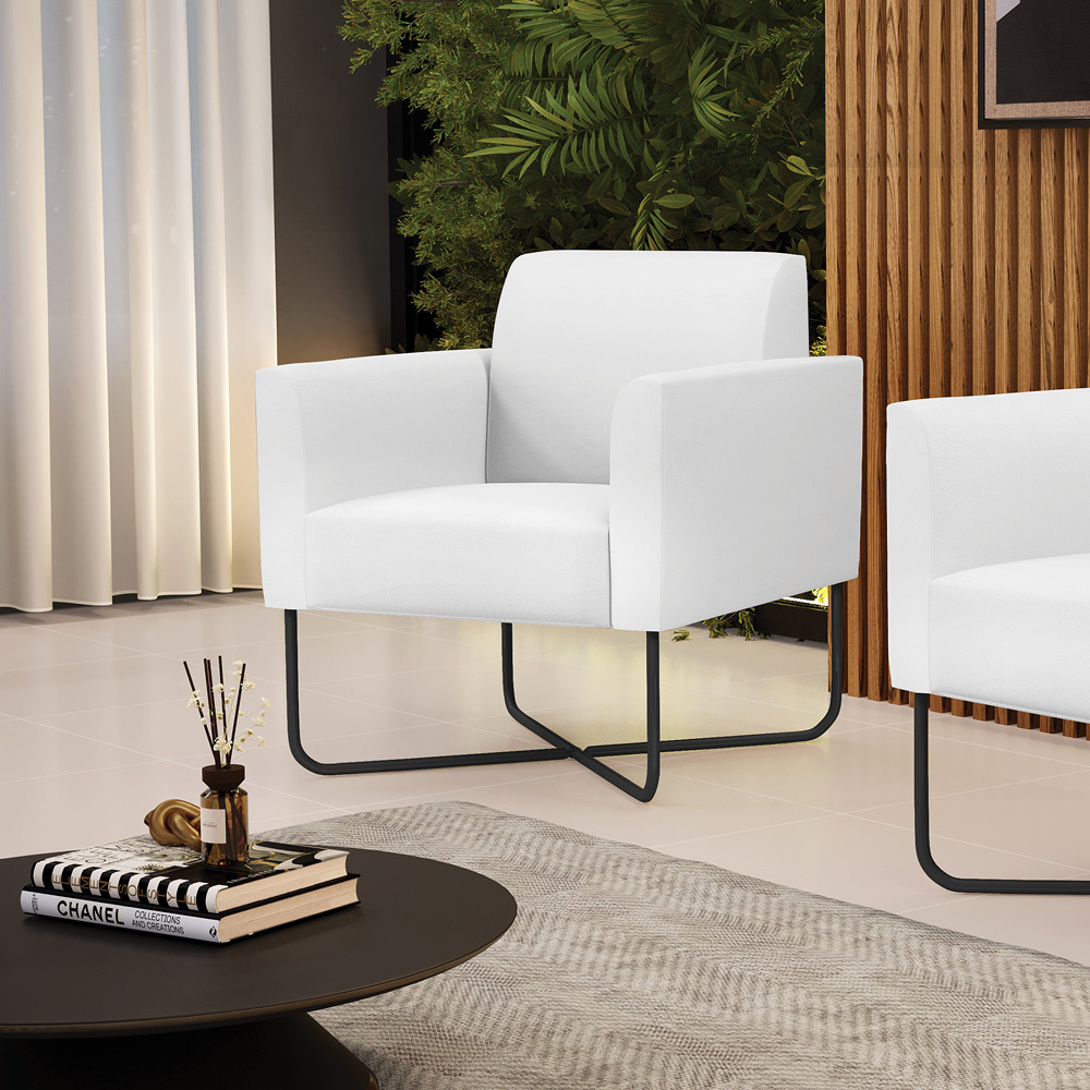 Poltrona Base X Industrial Preto Marisa Corino Branco D03 - D'Rossi