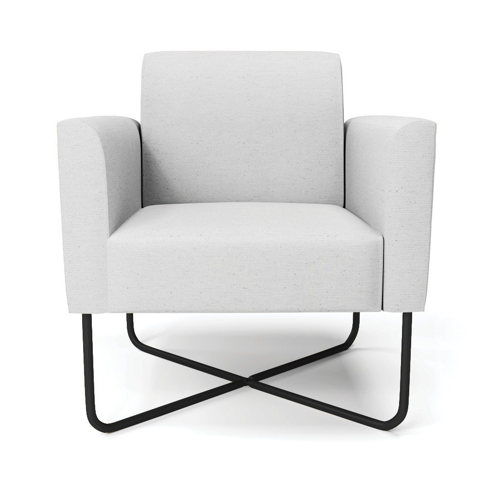 Poltrona Base X Industrial Preto Marisa Linho Cinza A05 D03 - D'Rossi