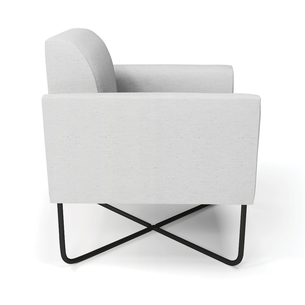 Poltrona Base X Industrial Preto Marisa Linho Cinza A05 D03 - D'Rossi