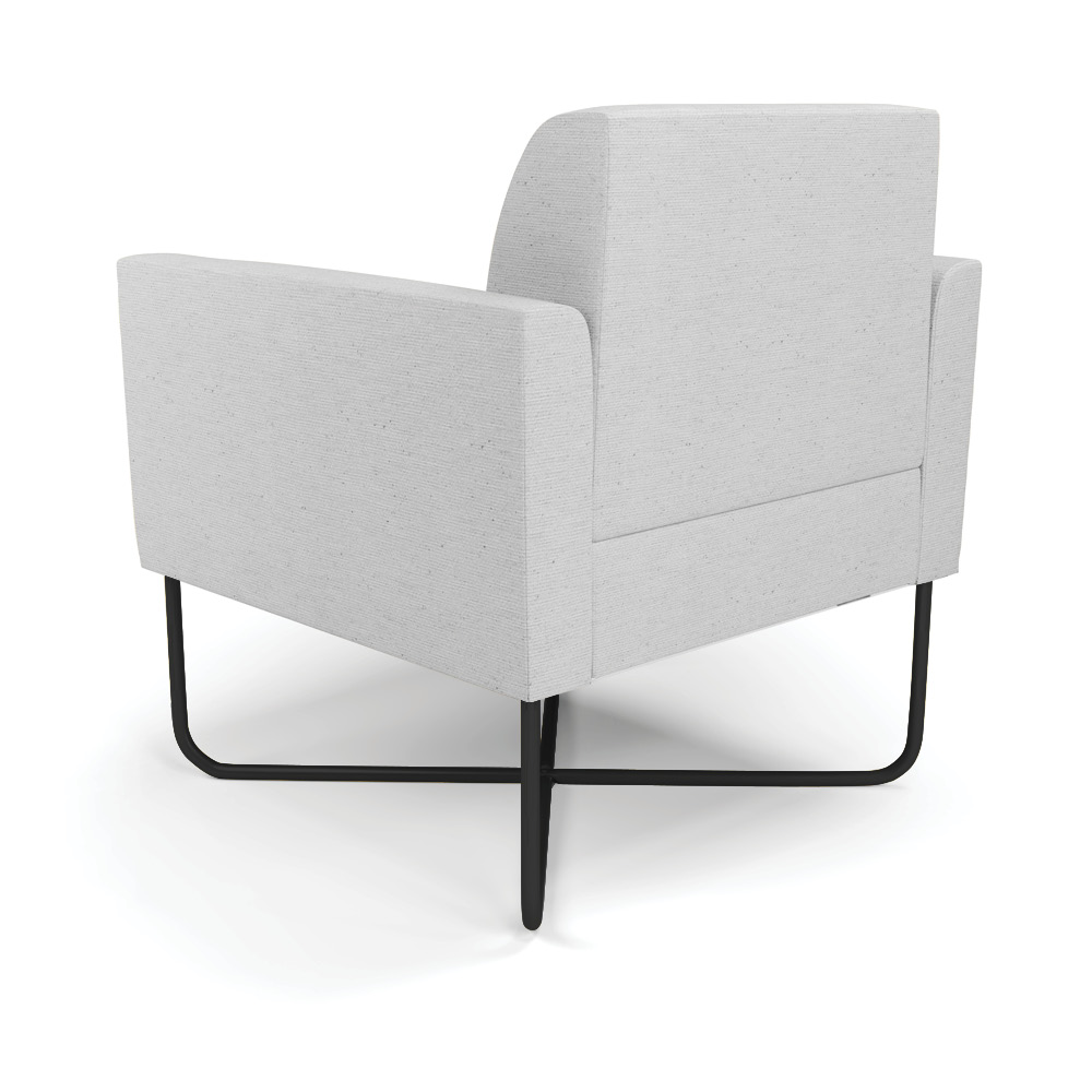 Poltrona Base X Industrial Preto Marisa Linho Cinza A05 D03 - D'Rossi