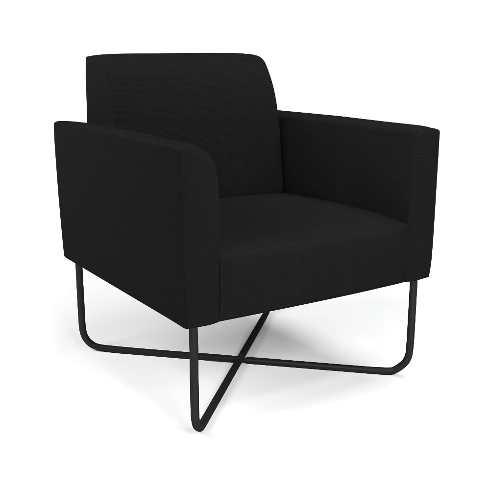 Poltrona Base X Industrial Preto Marisa Linho Preto A79 D03 - D'Rossi