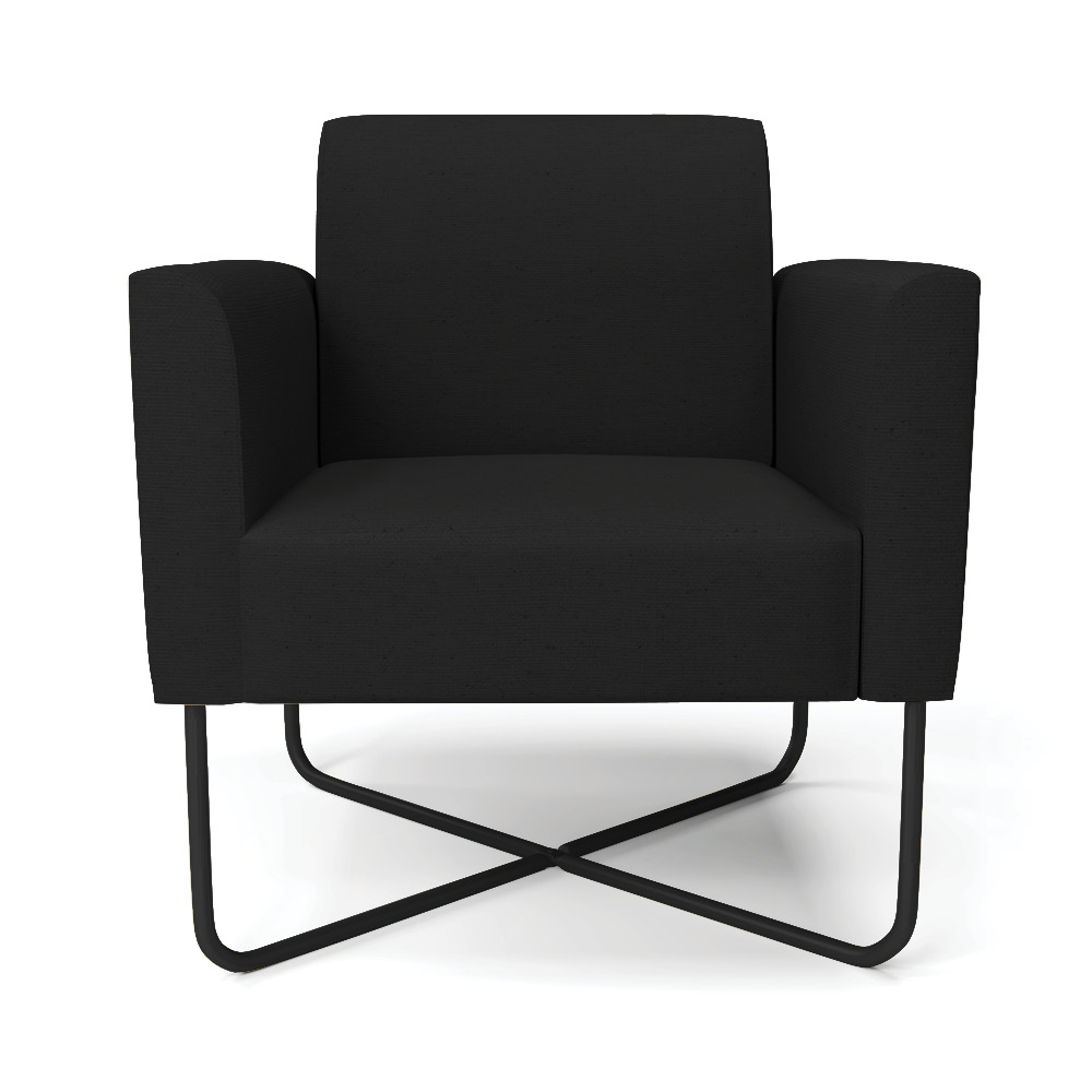 Poltrona Base X Industrial Preto Marisa Linho Preto A79 D03 - D'Rossi