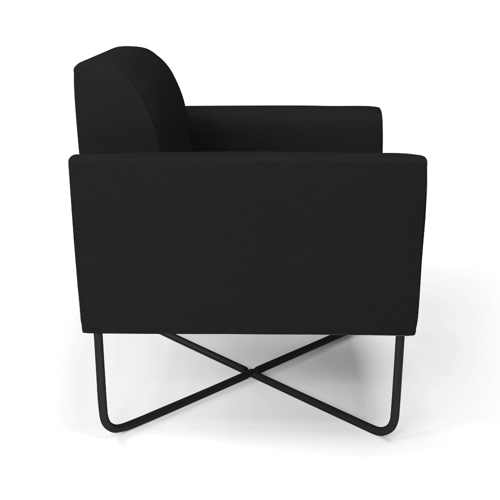 Poltrona Base X Industrial Preto Marisa Linho Preto A79 D03 - D'Rossi
