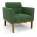 Poltrona Base de Madeira Fixa Castanho Elisa Suede Verde D03 - D'Rossi