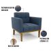 Poltrona Base de Madeira Fixa Castanho Kit 2 Elisa Suede Azul Marinho D03 - D'Rossi