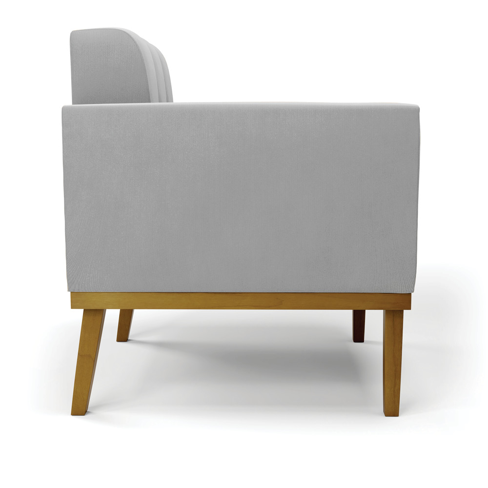 Poltrona Base de Madeira Fixa Castanho Kit 2 Elisa Suede Cinza D03 - D'Rossi