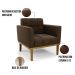 Poltrona Base de Madeira Fixa Castanho Kit 2 Elisa Suede Marrom D03 - D'Rossi