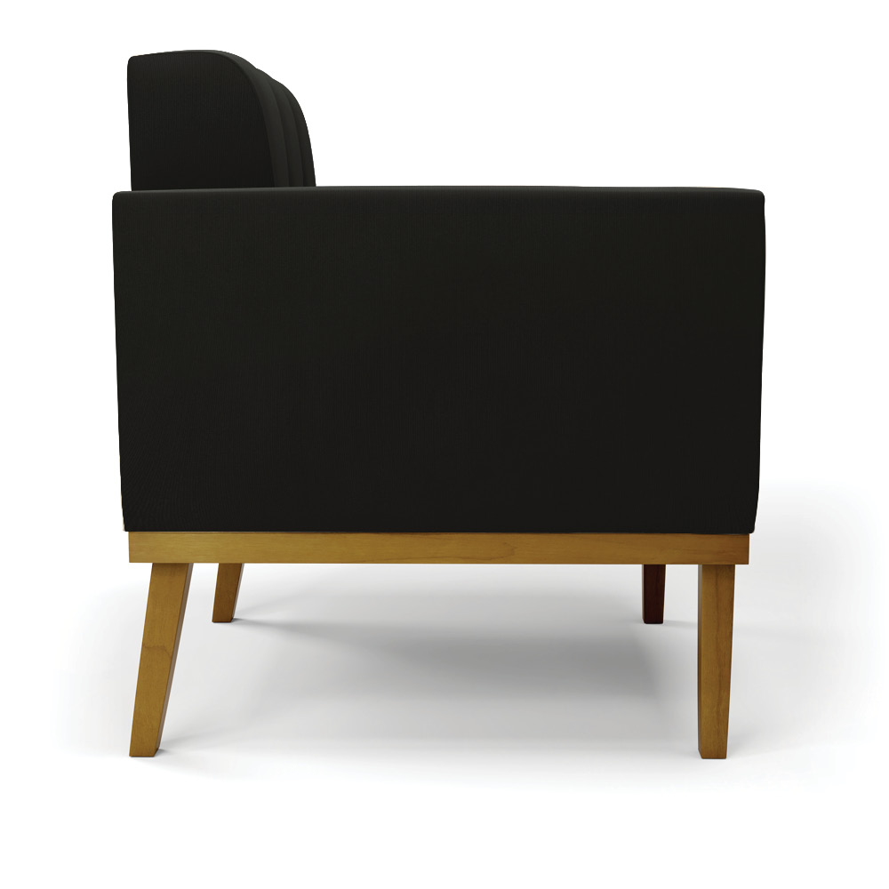 Poltrona Base de Madeira Fixa Castanho Kit 2 Elisa Suede Preto D03 - D'Rossi