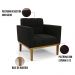Poltrona Base de Madeira Fixa Castanho Kit 2 Elisa Suede Preto D03 - D'Rossi