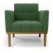 Poltrona Base de Madeira Fixa Castanho Kit 2 Elisa Suede Verde D03 - D'Rossi