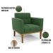 Poltrona Base de Madeira Fixa Castanho Kit 2 Elisa Suede Verde D03 - D'Rossi