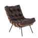 Poltrona Costela Couro Marrom Base de Metal - D'Rossi