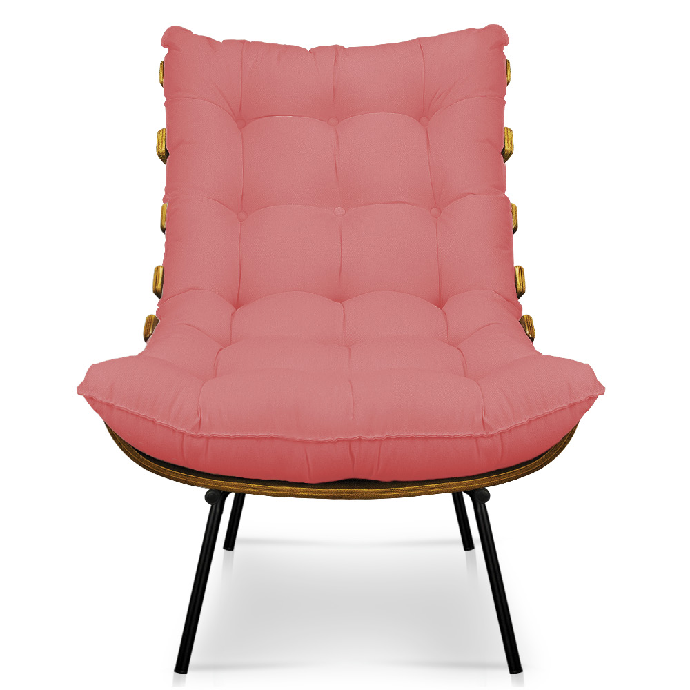 Poltrona Costela Linho Whiski Rose A106 Base de Metal - D'Rossi