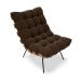 Poltrona Costela Suede Marrom Base Metálica Preto - D'Rossi