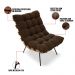 Poltrona Costela Suede Marrom Base Metálica Preto - D'Rossi