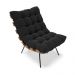 Poltrona Costela Suede Preto Base Metálica Preto - D'Rossi