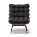 Poltrona Costela Suede Preto Base Metálica Preto - D'Rossi