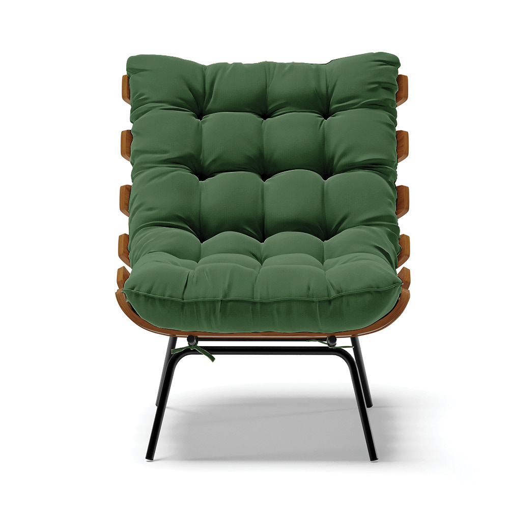 Poltrona Costela Suede Verde Base Metálica Preto - D'Rossi