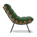 Poltrona Costela Suede Verde Base Metálica Preto - D'Rossi
