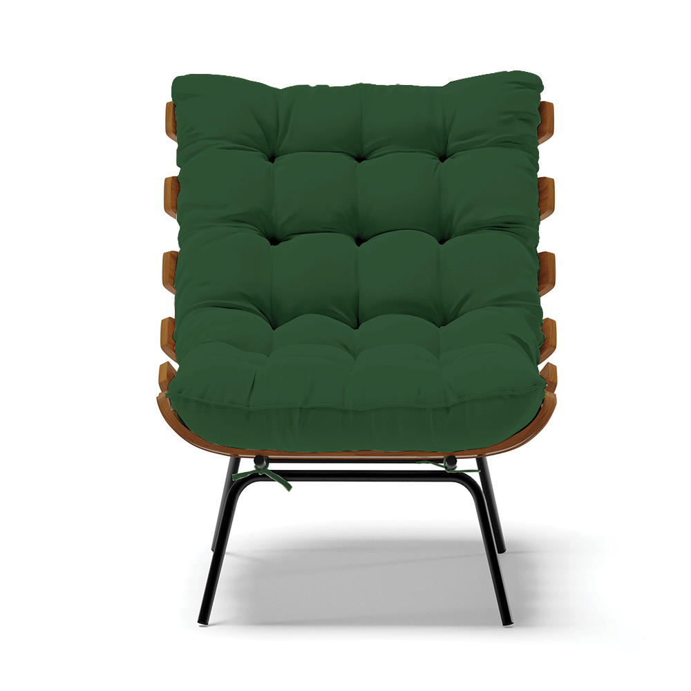 Poltrona Costela Veludo Verde Base Metálica Preto - D'Rossi