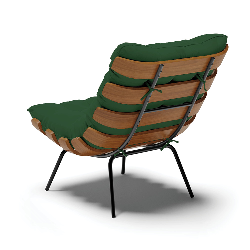 Poltrona Costela Veludo Verde Base Metálica Preto - D'Rossi