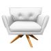 Poltrona Decorativa Anitta Corino Branco Base Madeira MA30 - D'Rossi