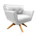 Poltrona Decorativa Anitta Corino Branco Base Madeira MA30 - D'Rossi