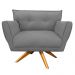 Poltrona Decorativa Anitta Suede Grafite Base Madeira MA30 - D'Rossi