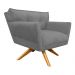Poltrona Decorativa Anitta Suede Grafite Base Madeira MA30 - D'Rossi