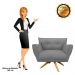 Poltrona Decorativa Anitta Suede Grafite Base Madeira MA30 - D'Rossi