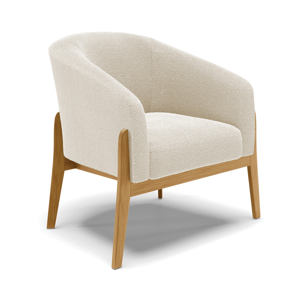 Poltrona Decorativa Base Madeira Stella Bouclê D03 - D'Rossi