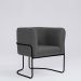 Poltrona Decorativa Belinda D07 Base Aço Linho Mescla Chumbo - D'Rossi